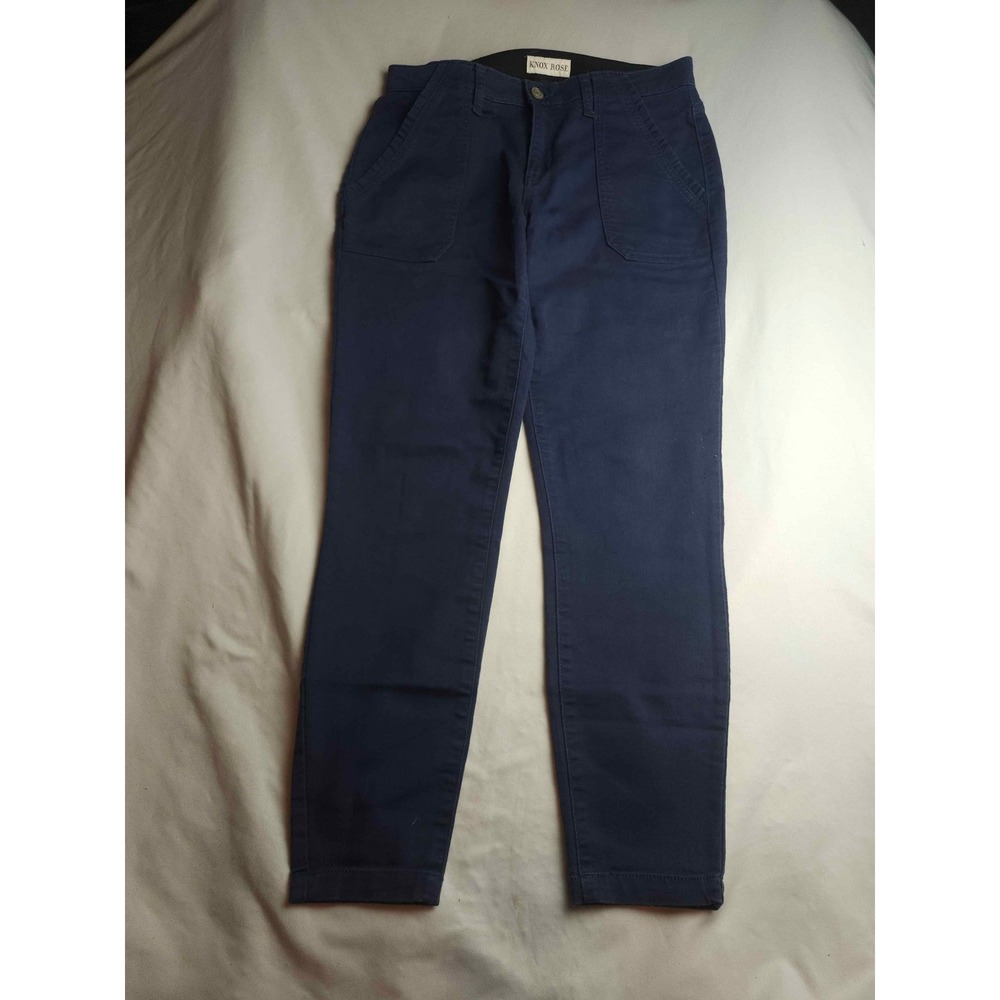 Knox Rose Womens Navy Blue Utility Patch Pocket Slim Leg Stretch Pants Size 10